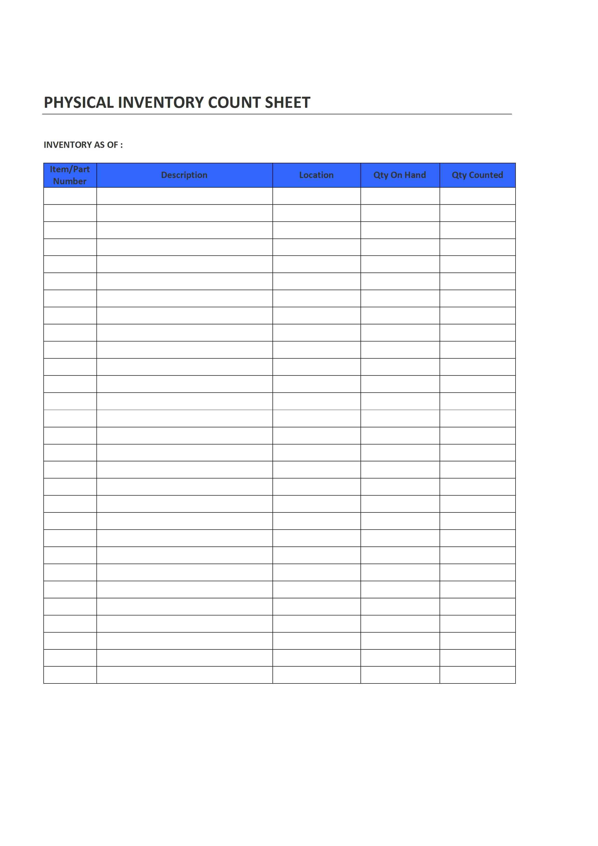 Printable Blank Inventory Sheet