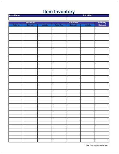 Printable Inventory Sheets