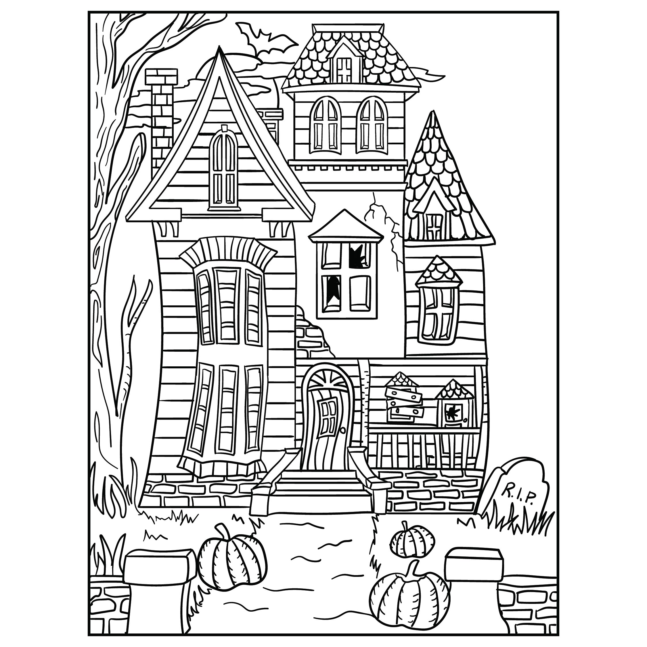 Haunted House Printable Coloring Pages