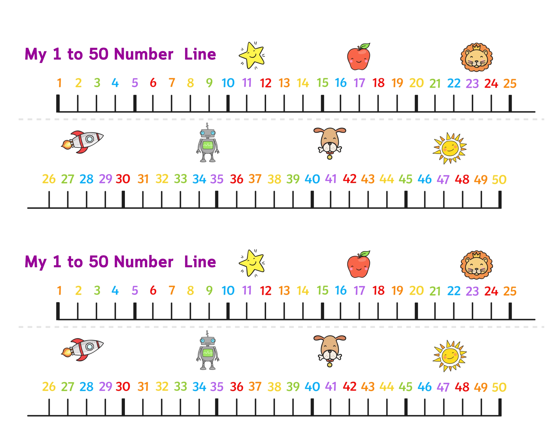 10 Best Printable Number Line 0 50 Printablee