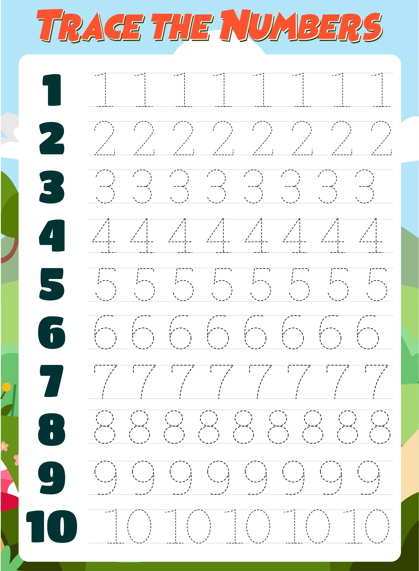 Number Tracing Worksheets  Printable