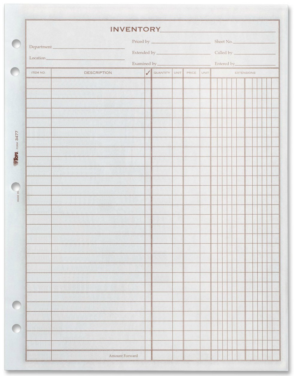 Physical Inventory Count Sheet