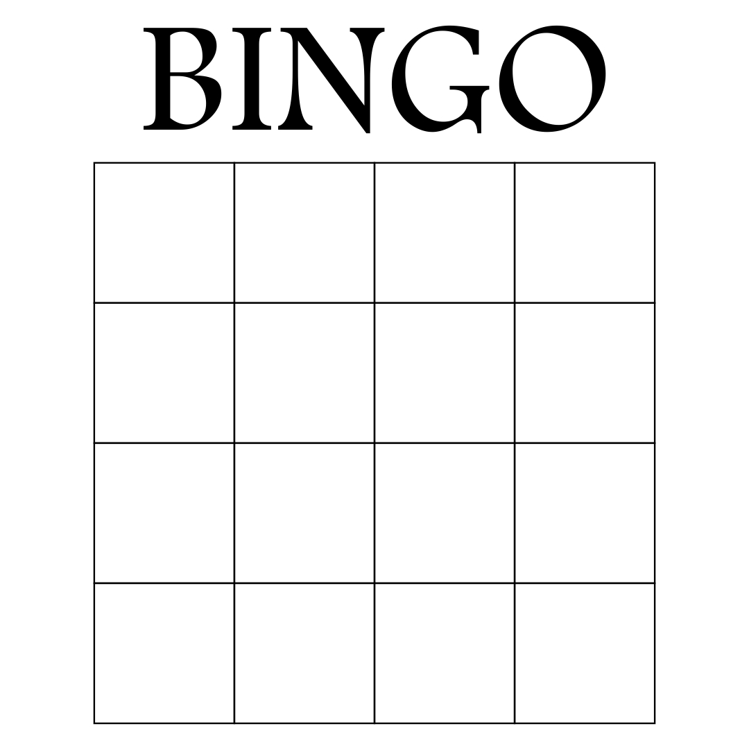 free printable blank bingo