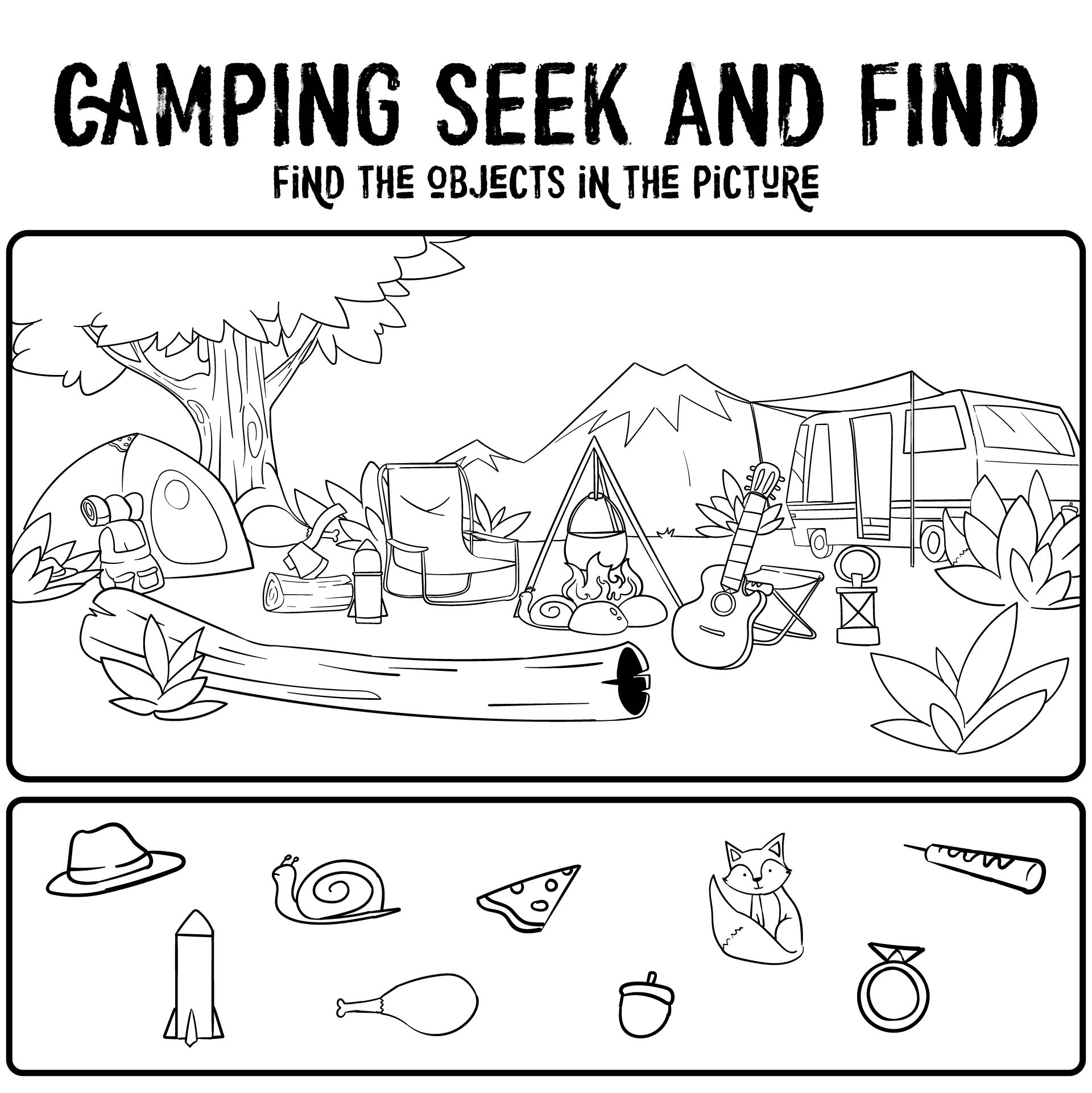 Camping Hidden Pictures Printables