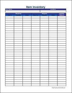 Printable Inventory Forms