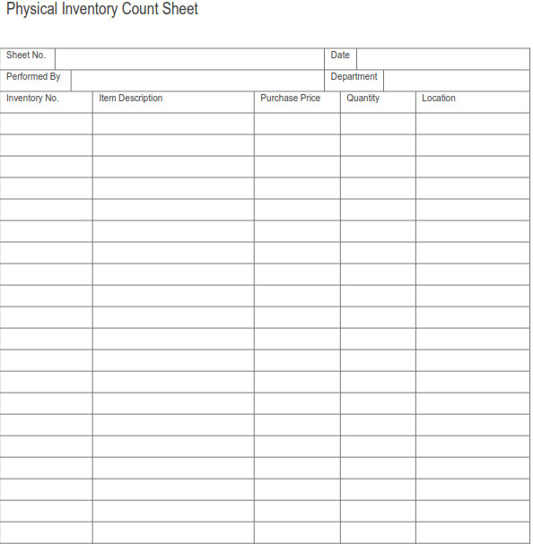 Printable Inventory Sheets