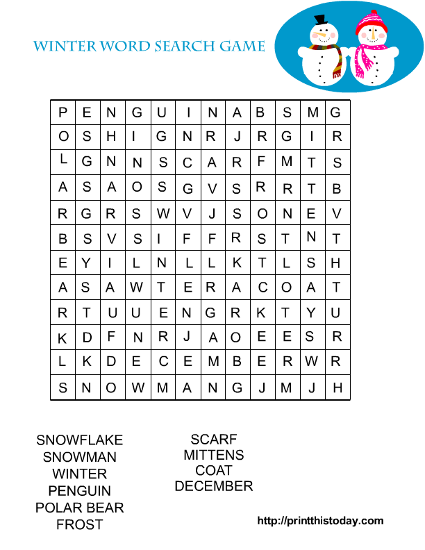 Printable Winter Word Searches