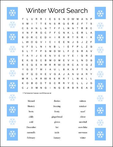 Printable Winter Word Searches