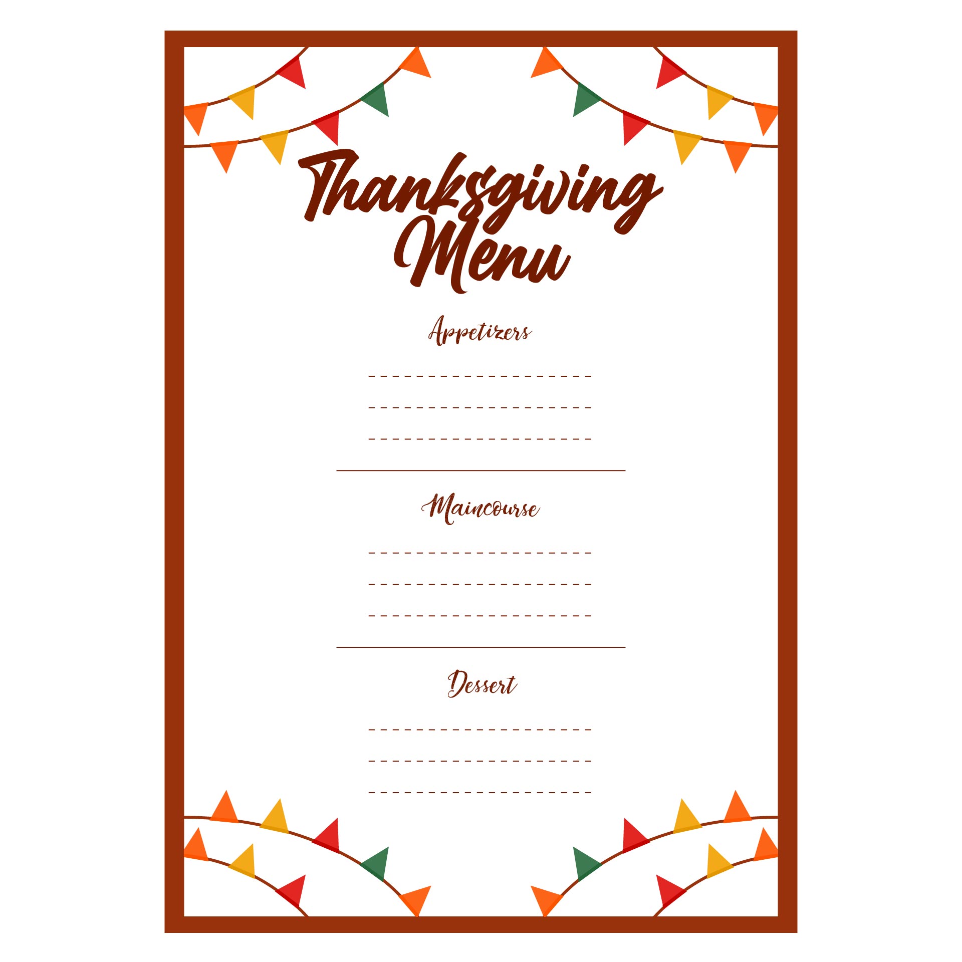 Blank Printable Thanksgiving Menu Template - Printable World Holiday