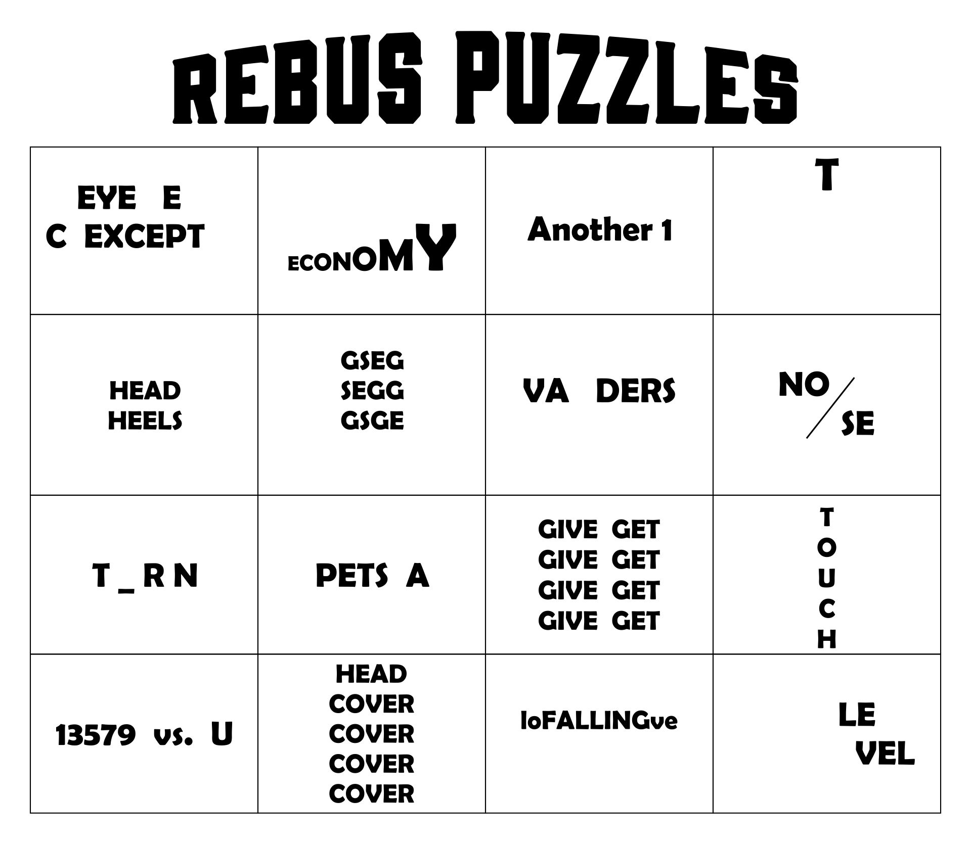 Rebus Printable Puzzles Printable World Holiday