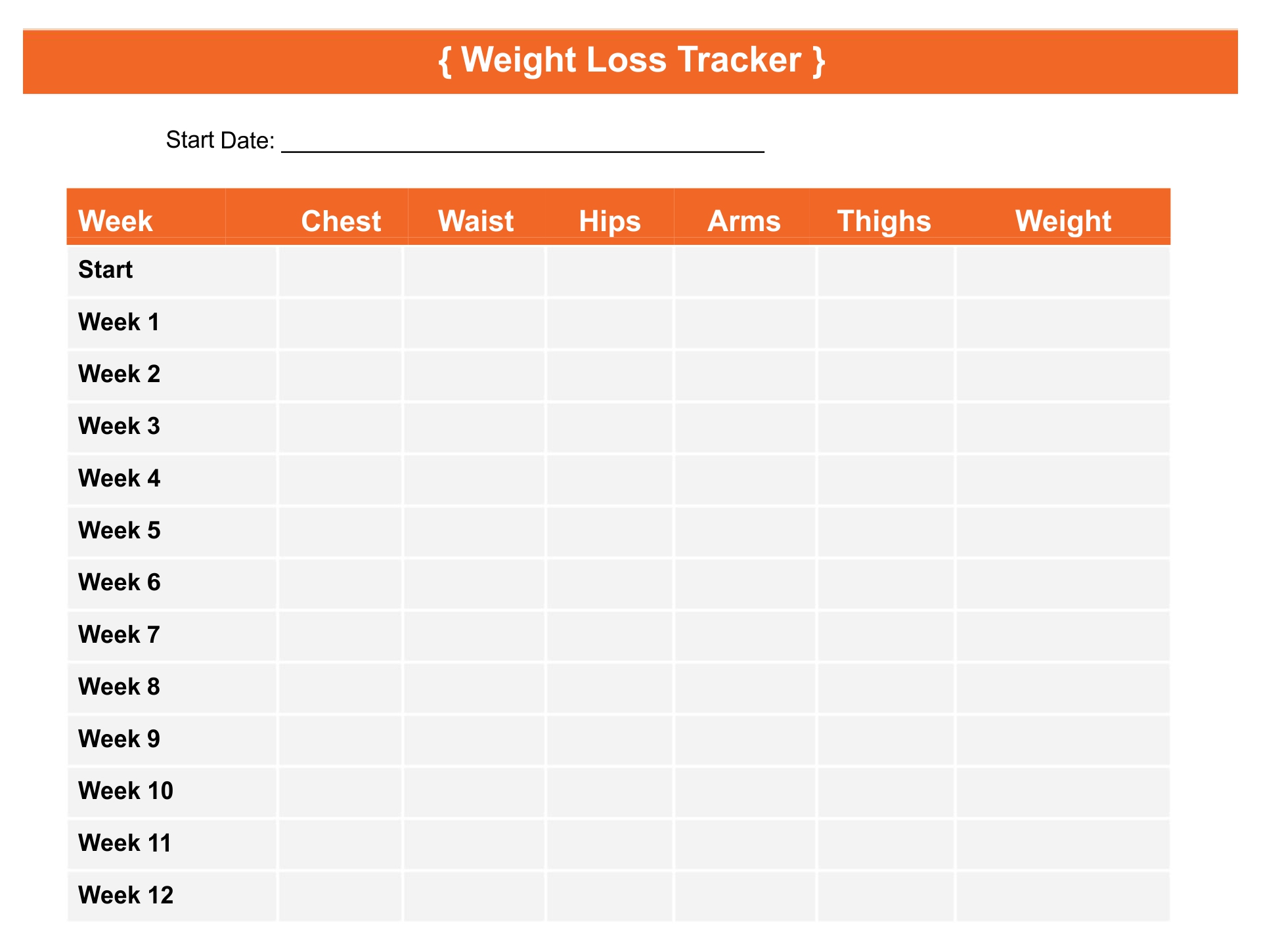 Daily Chart Weight Loss 10 Free PDF Printables Printablee