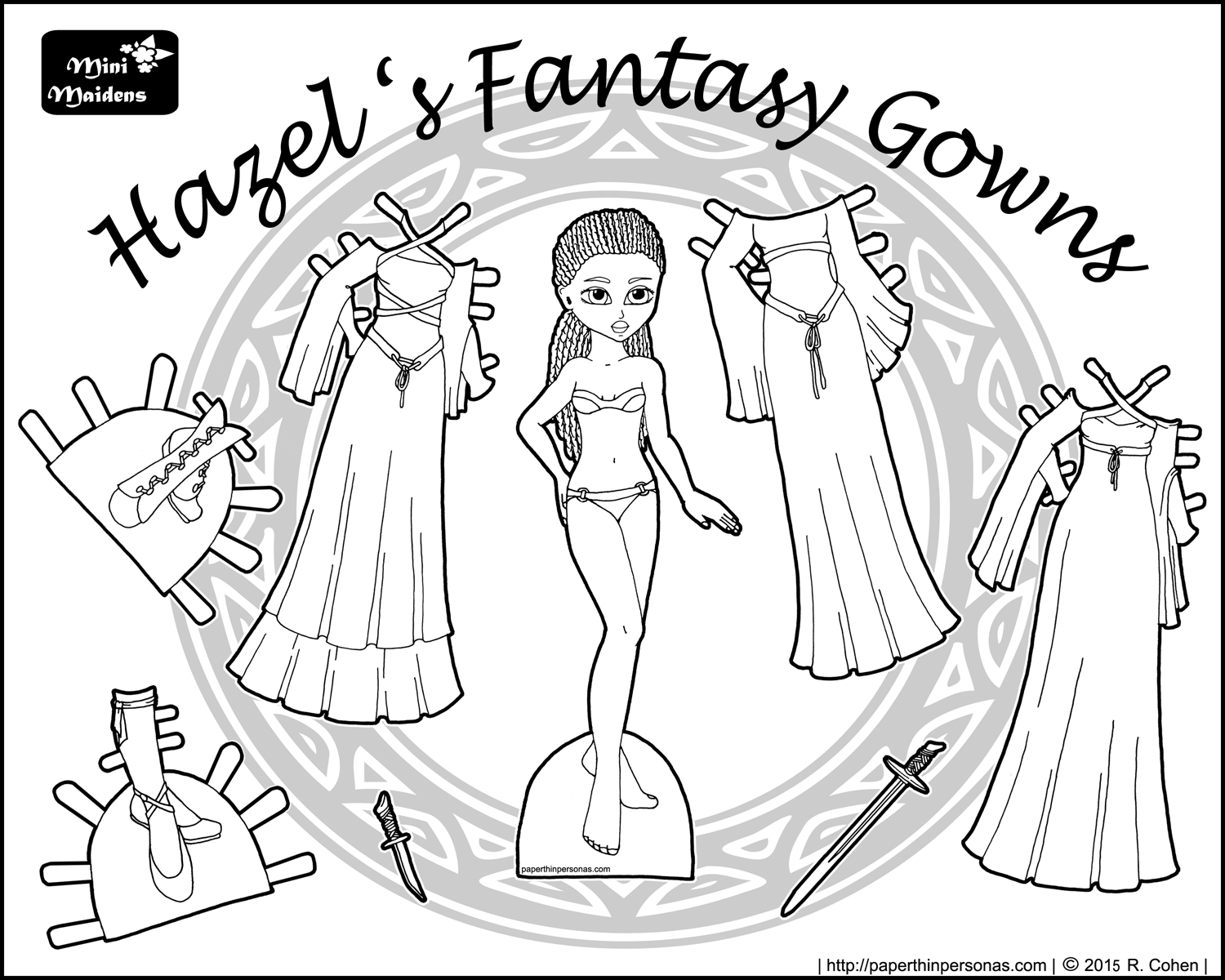 Black and White Printable Paper Doll