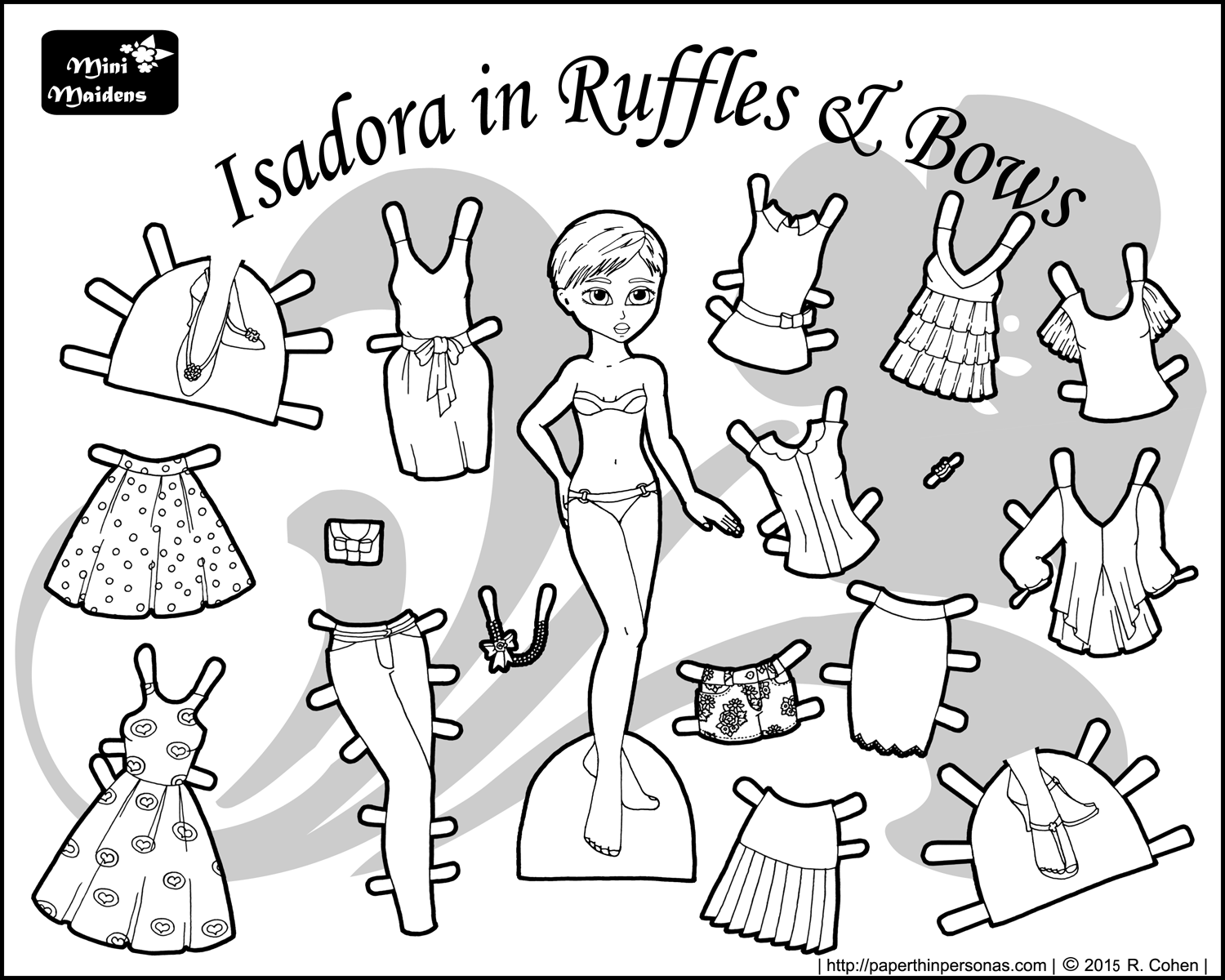 Black and White Printable Paper Doll