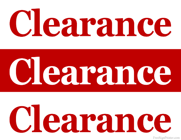 Printable Clearance Sale Signs