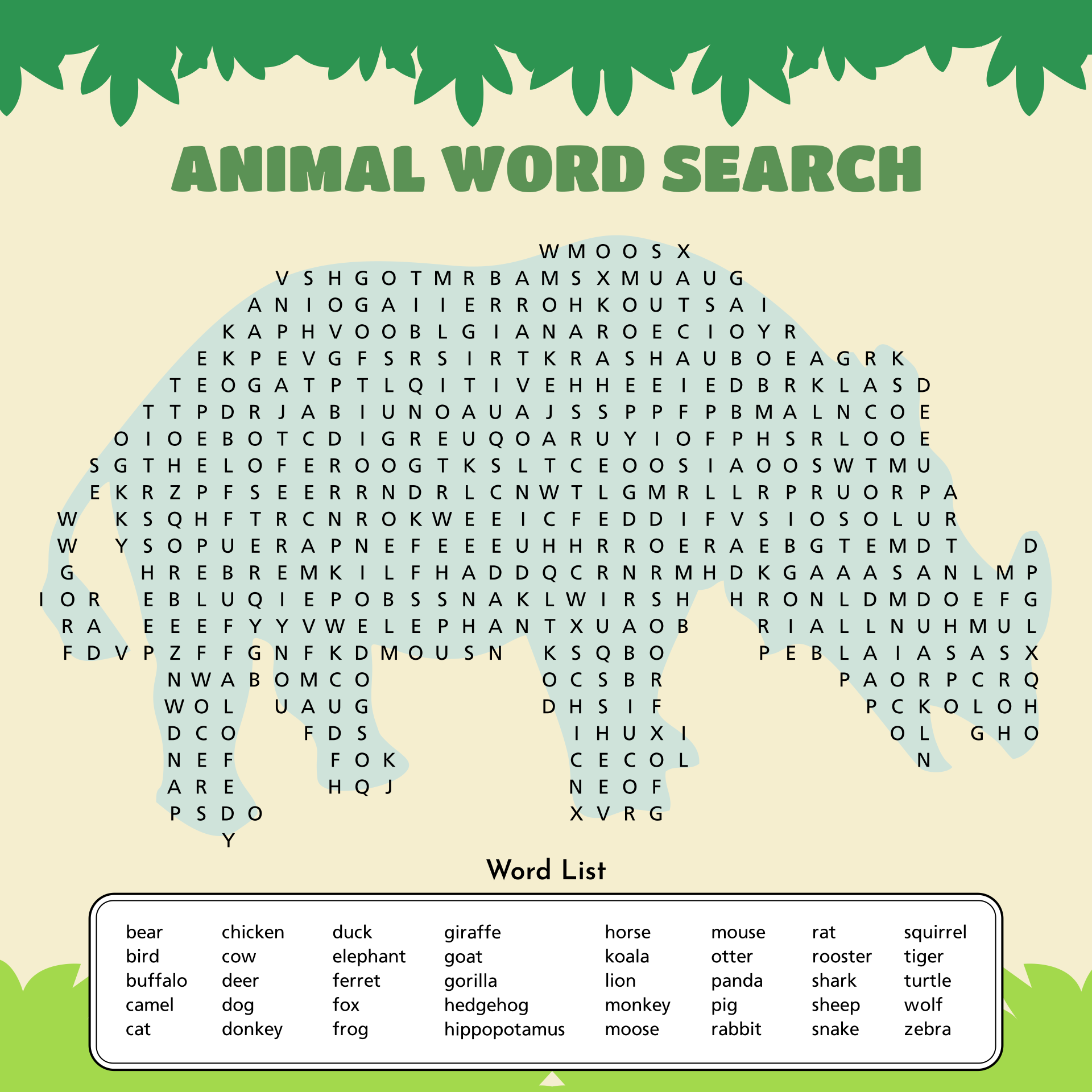 Shaped Word Search Printable