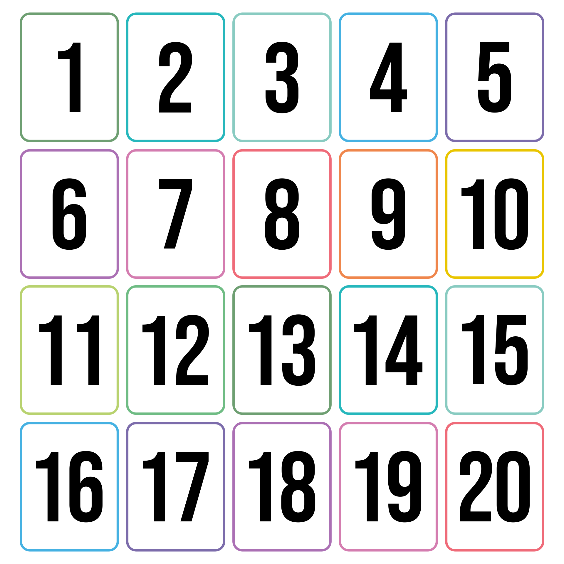 Printable Numbers 1 12