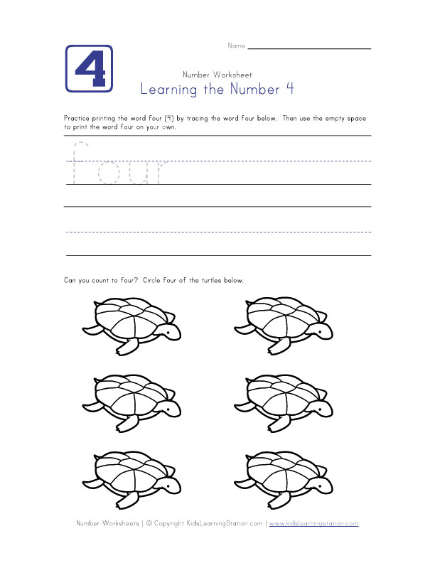 Printable Preschool Worksheets Number 4