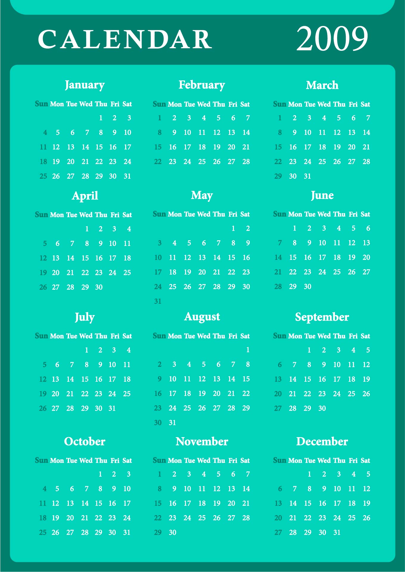 Tri-Monthly Calendar