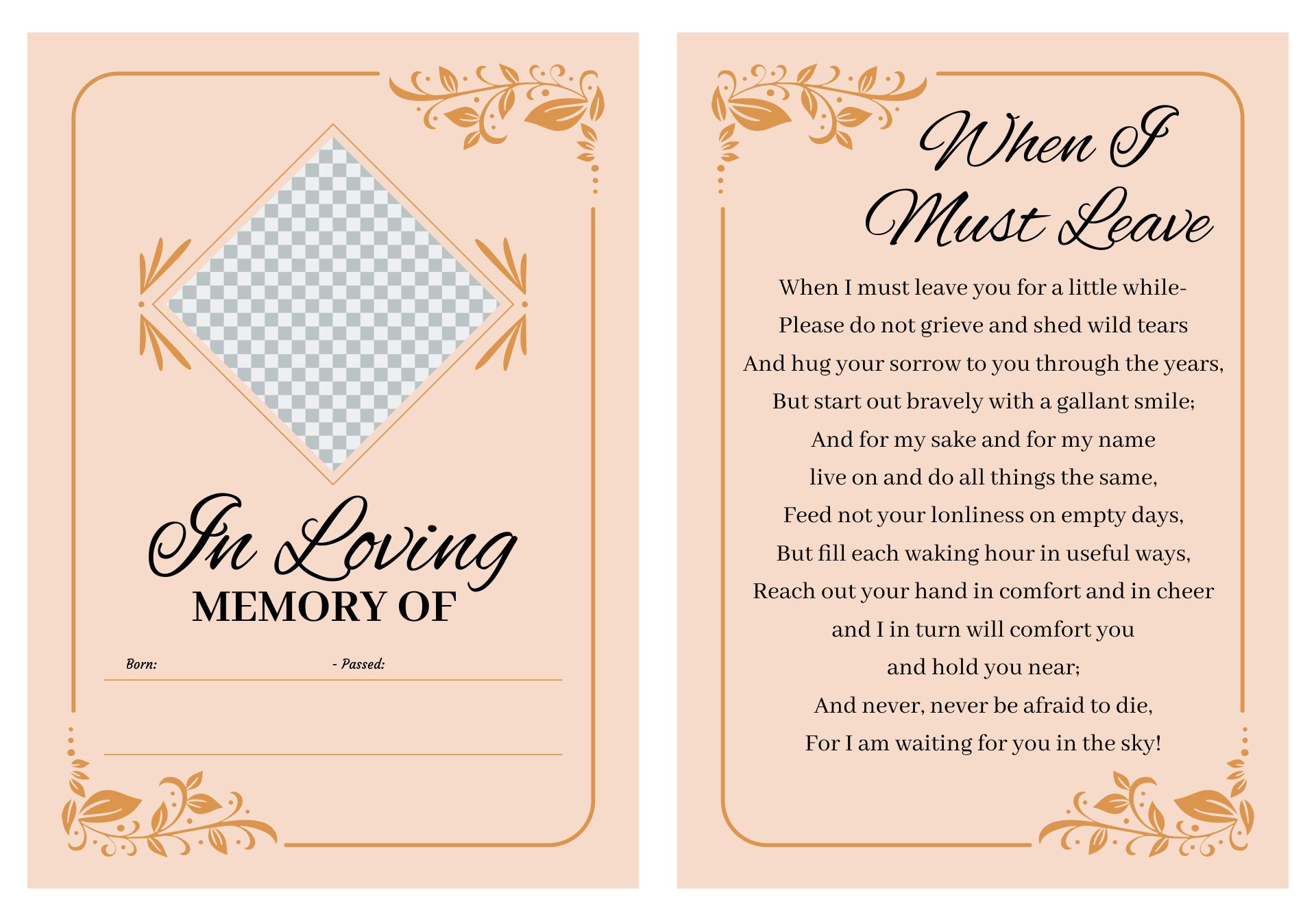 Printable Memorial Cards
