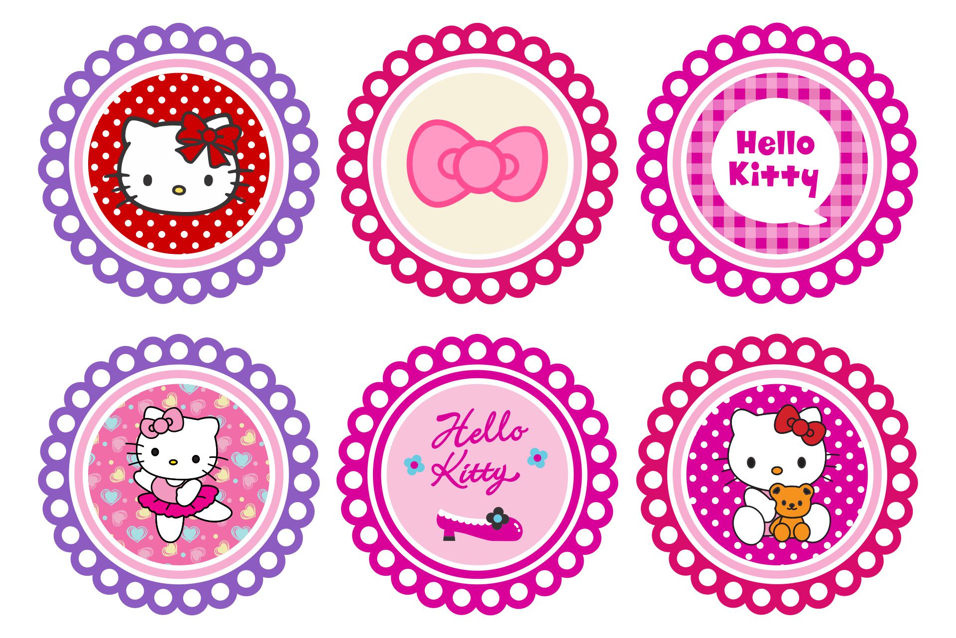 Hello Kitty Printable Cupcake Toppers
