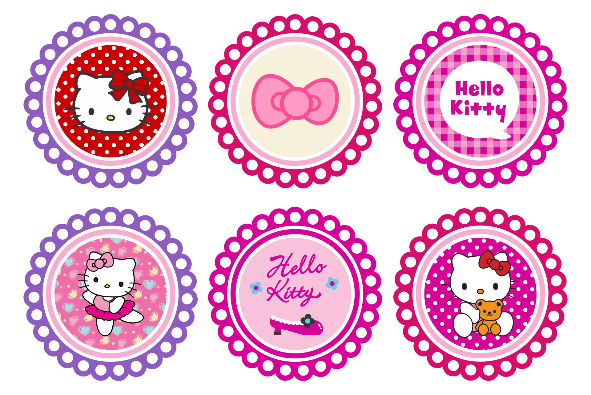 Hello Kitty  Cupcake Toppers