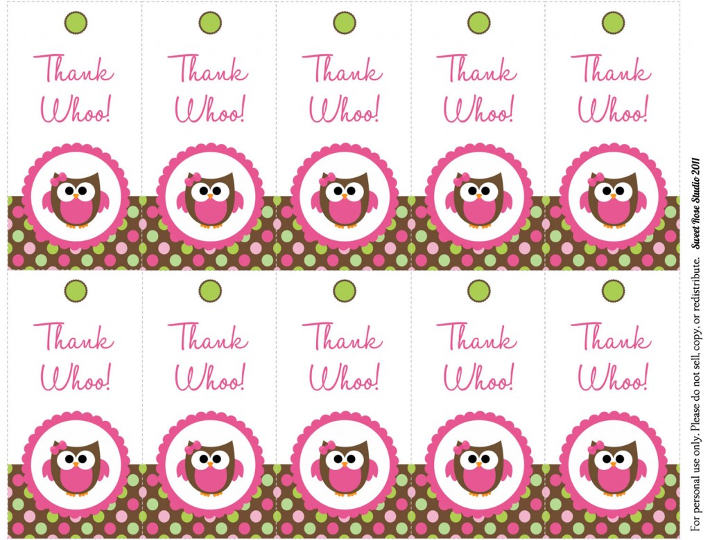 Printable Owl Thank You Tags