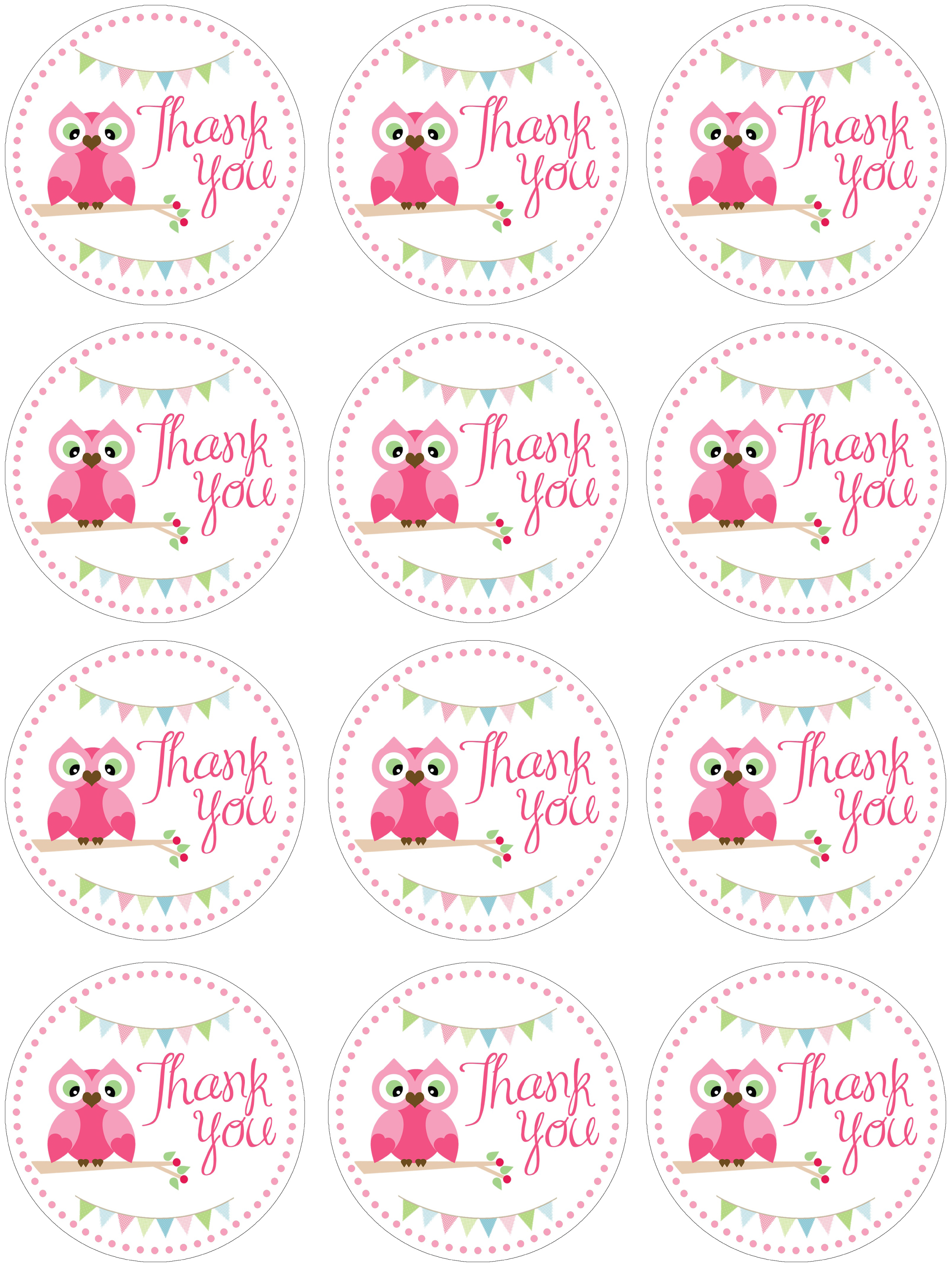 Printable Owl Thank You Tags