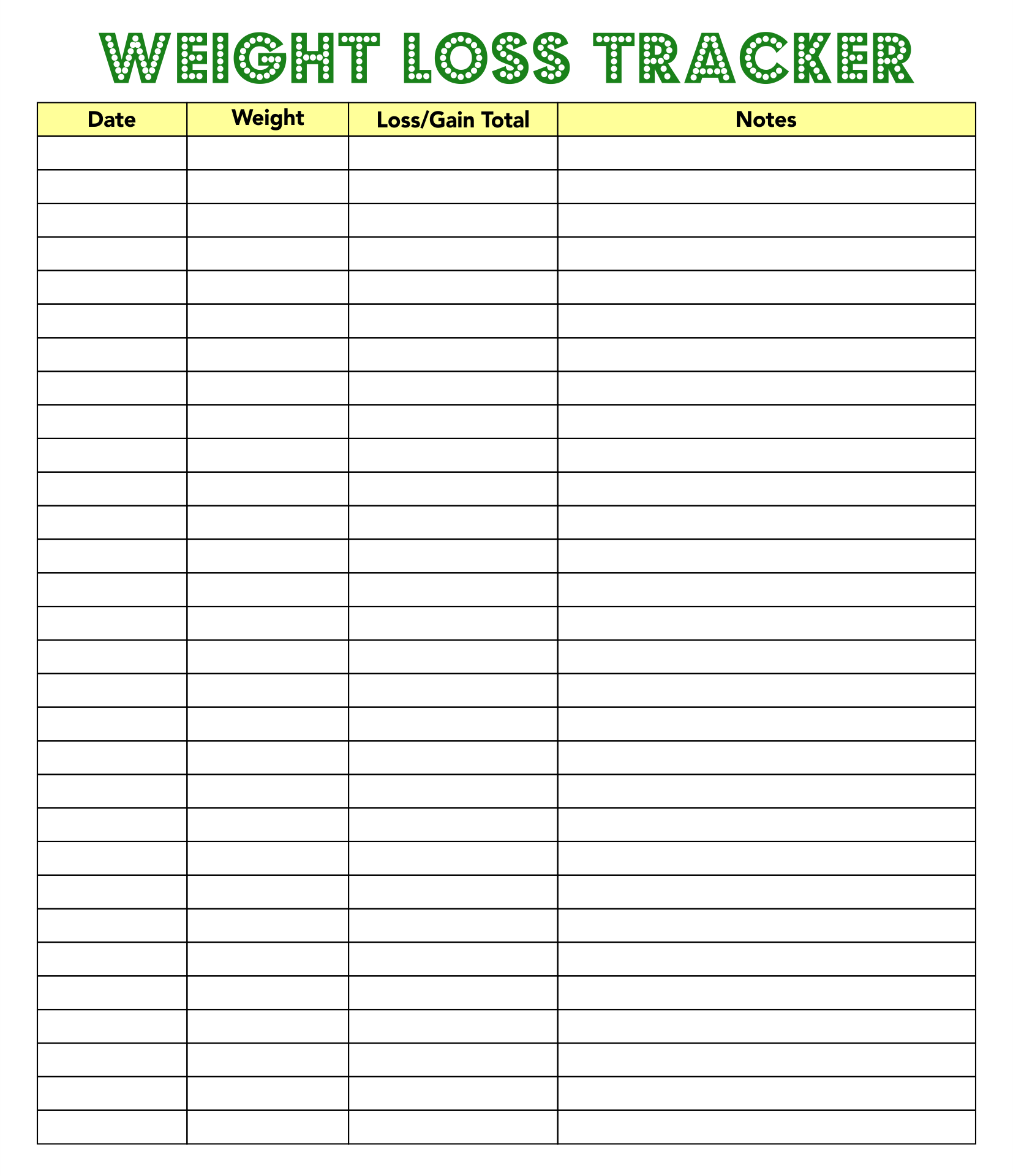 tracker your weight loss excel daily