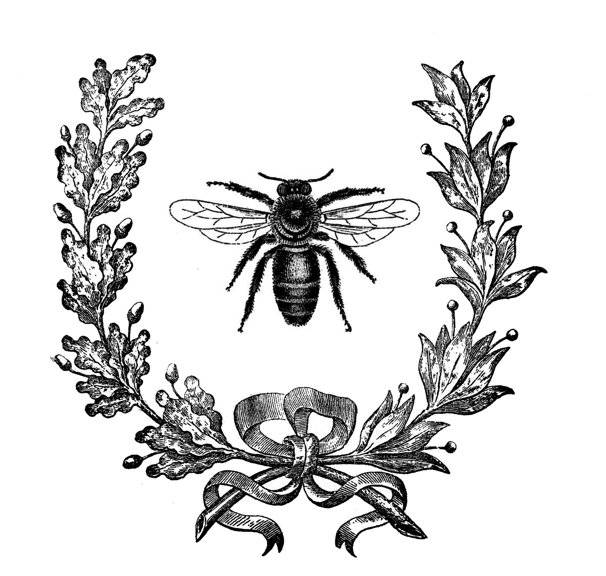 French Bee with Wreath