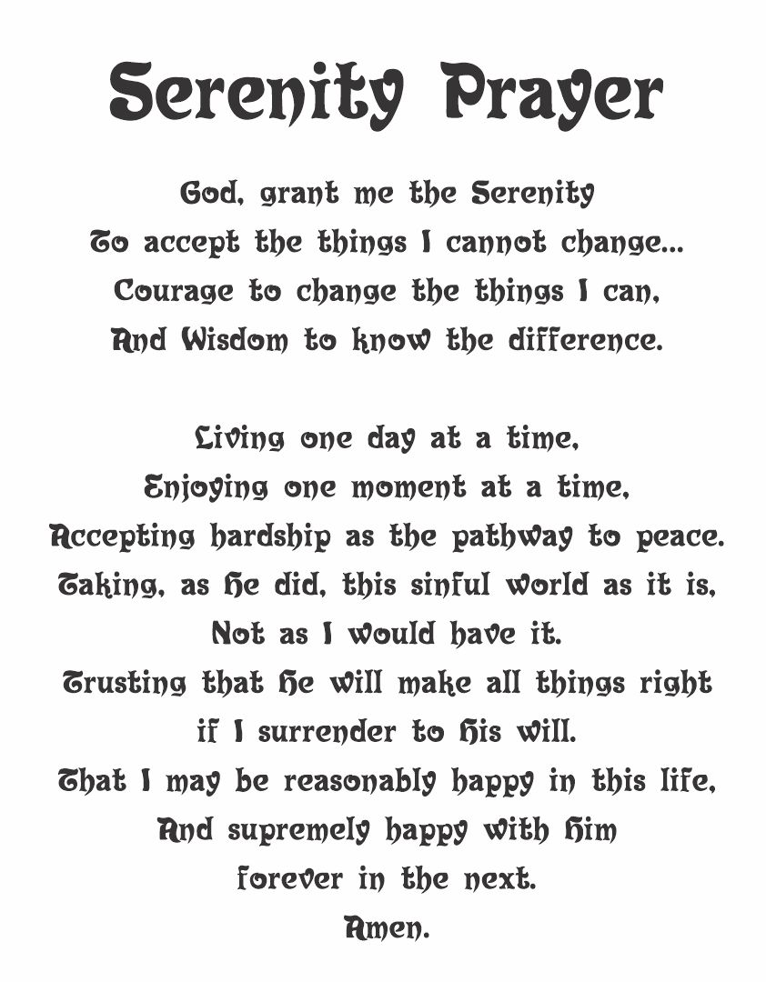 free printable copy of the serenity prayer