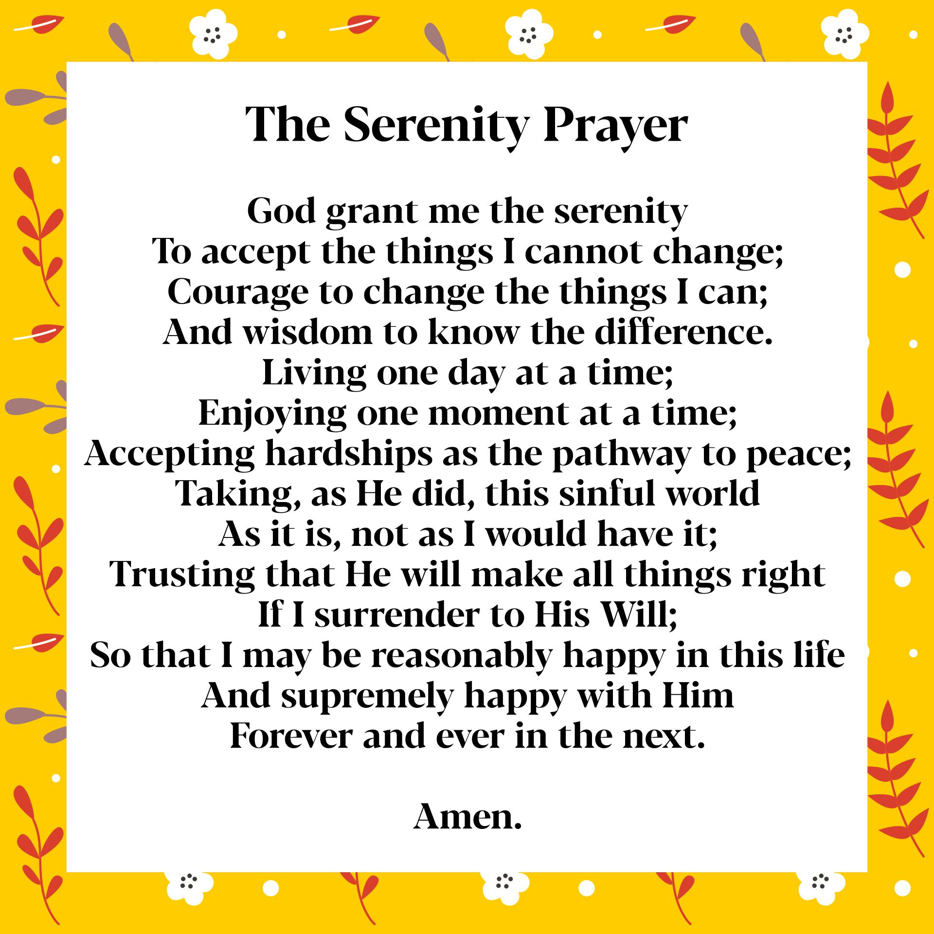 narcotics anonymous serenity prayer long version printable