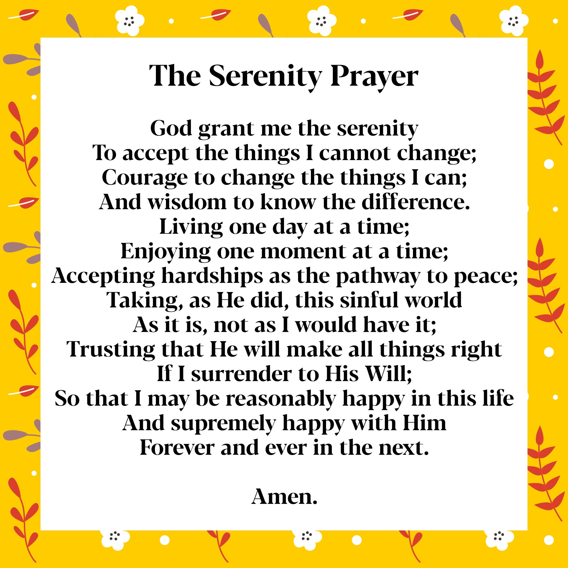 Full Serenity Prayer Printable Customize And Print