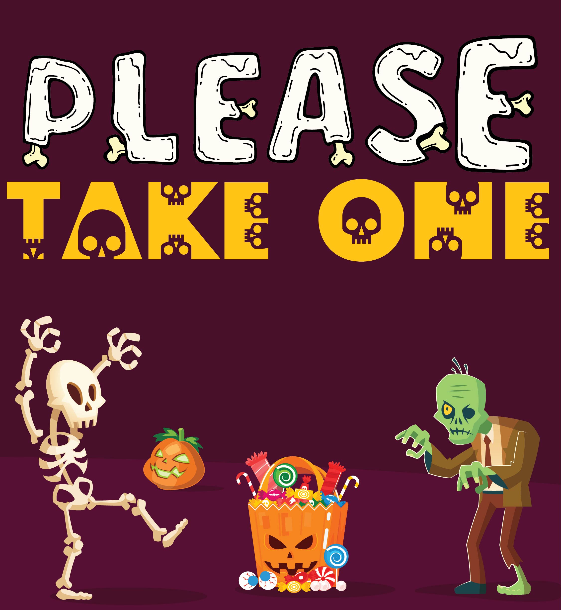 Halloween Take One Candy Sign Printable