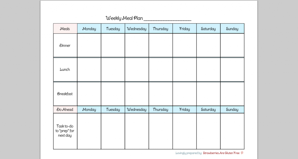 Printable Meal Planner Chart