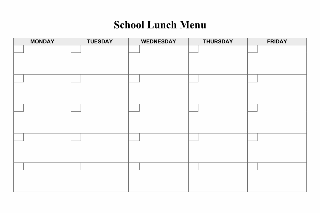 7 Best Printable Blank Lunch Menus Printablee