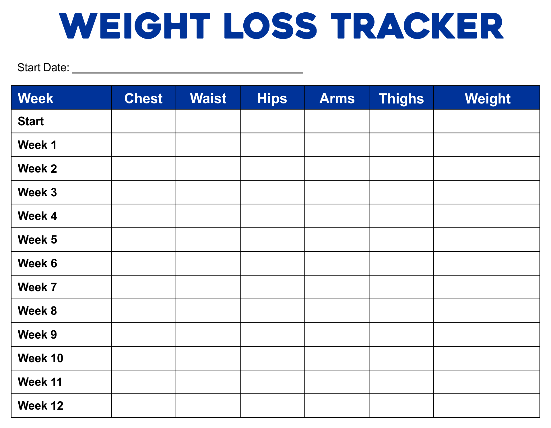 Weekly Weight Loss Tracker Printable