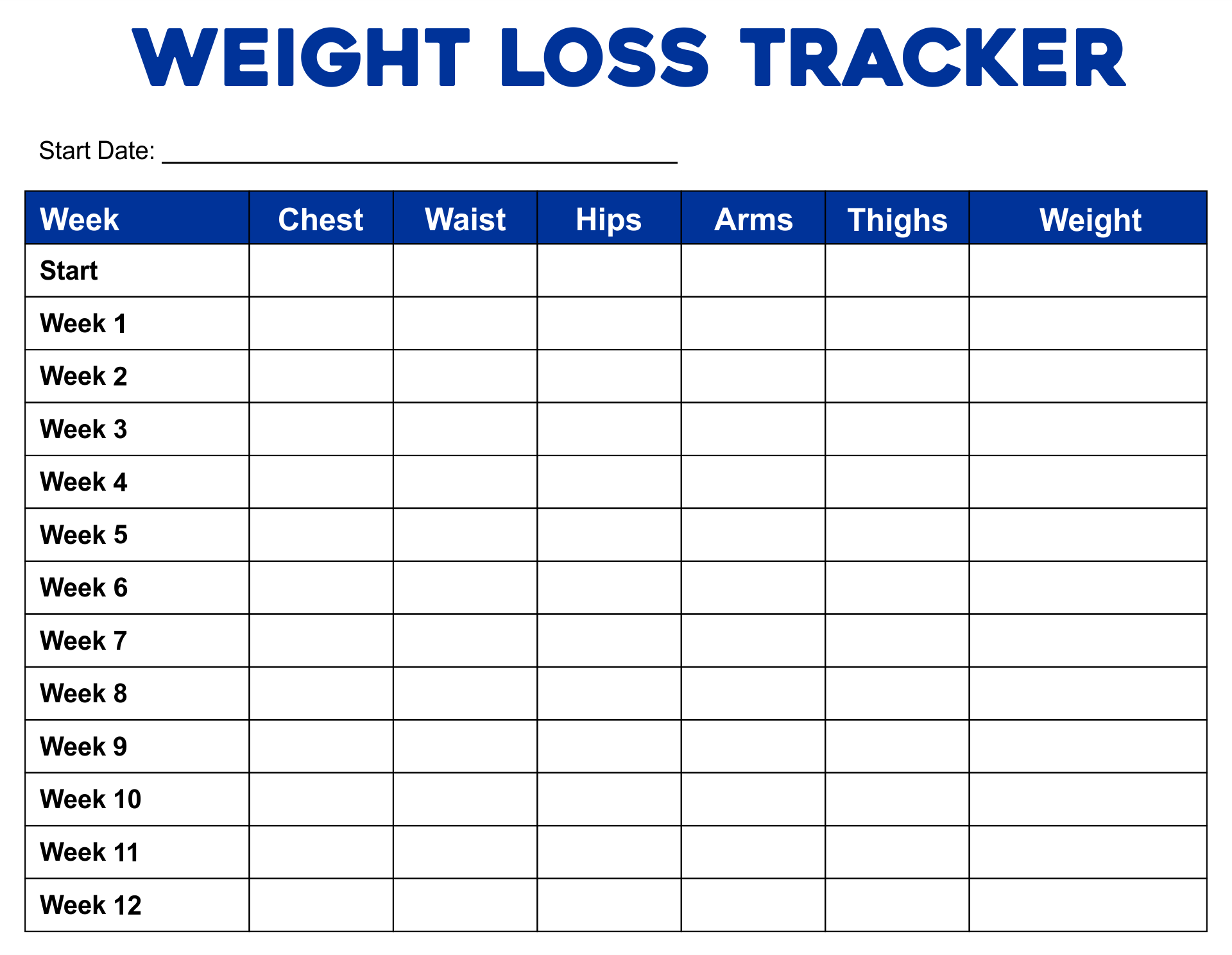 excel weight tracker template