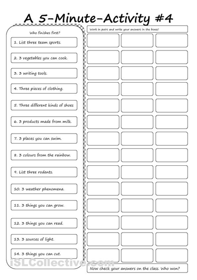First Aid Activity Worksheets