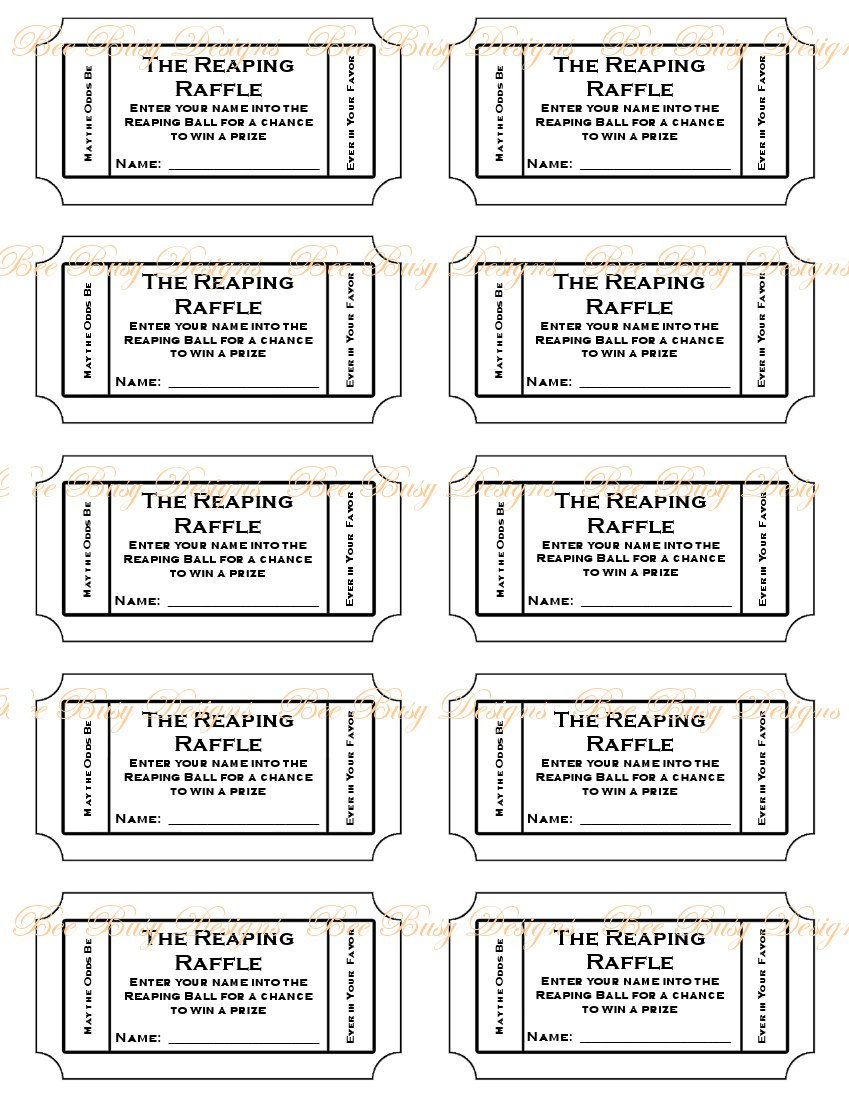 Printable Diaper Raffle Ticket Template