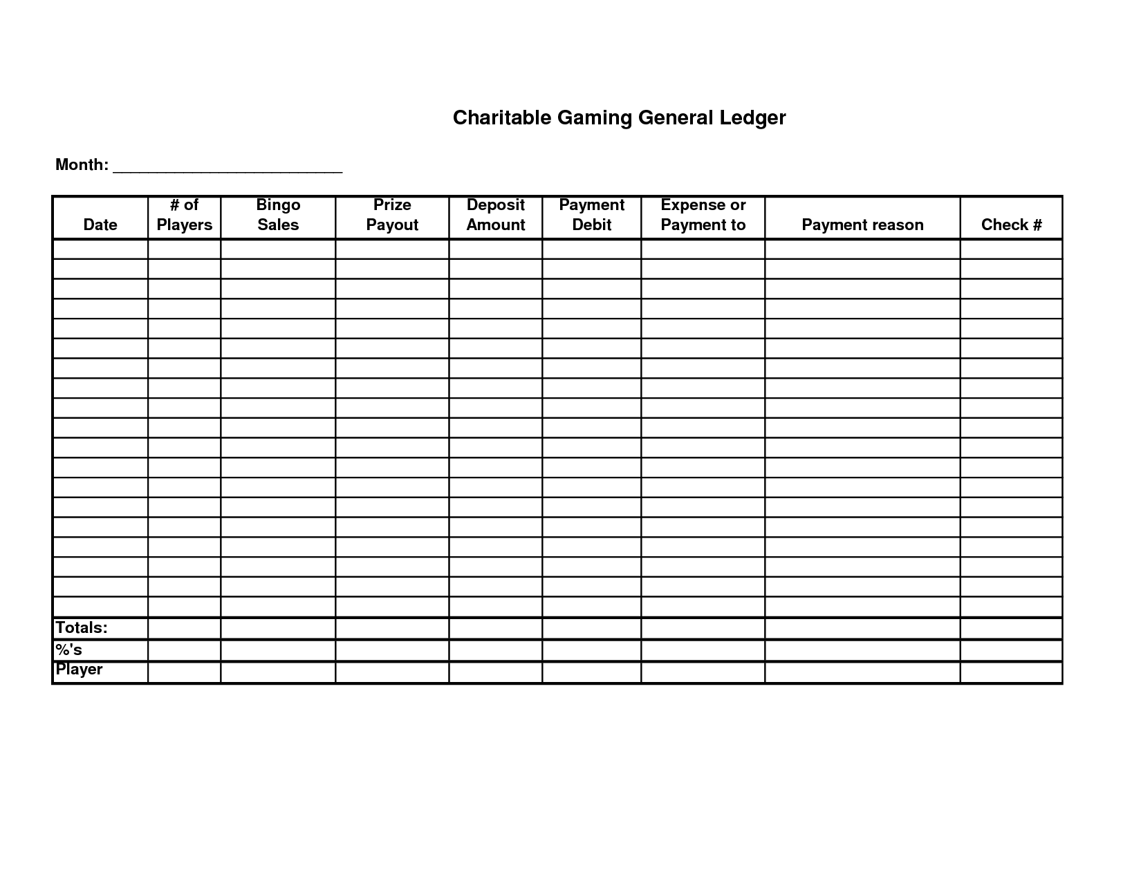 Printable General Ledger Sheet