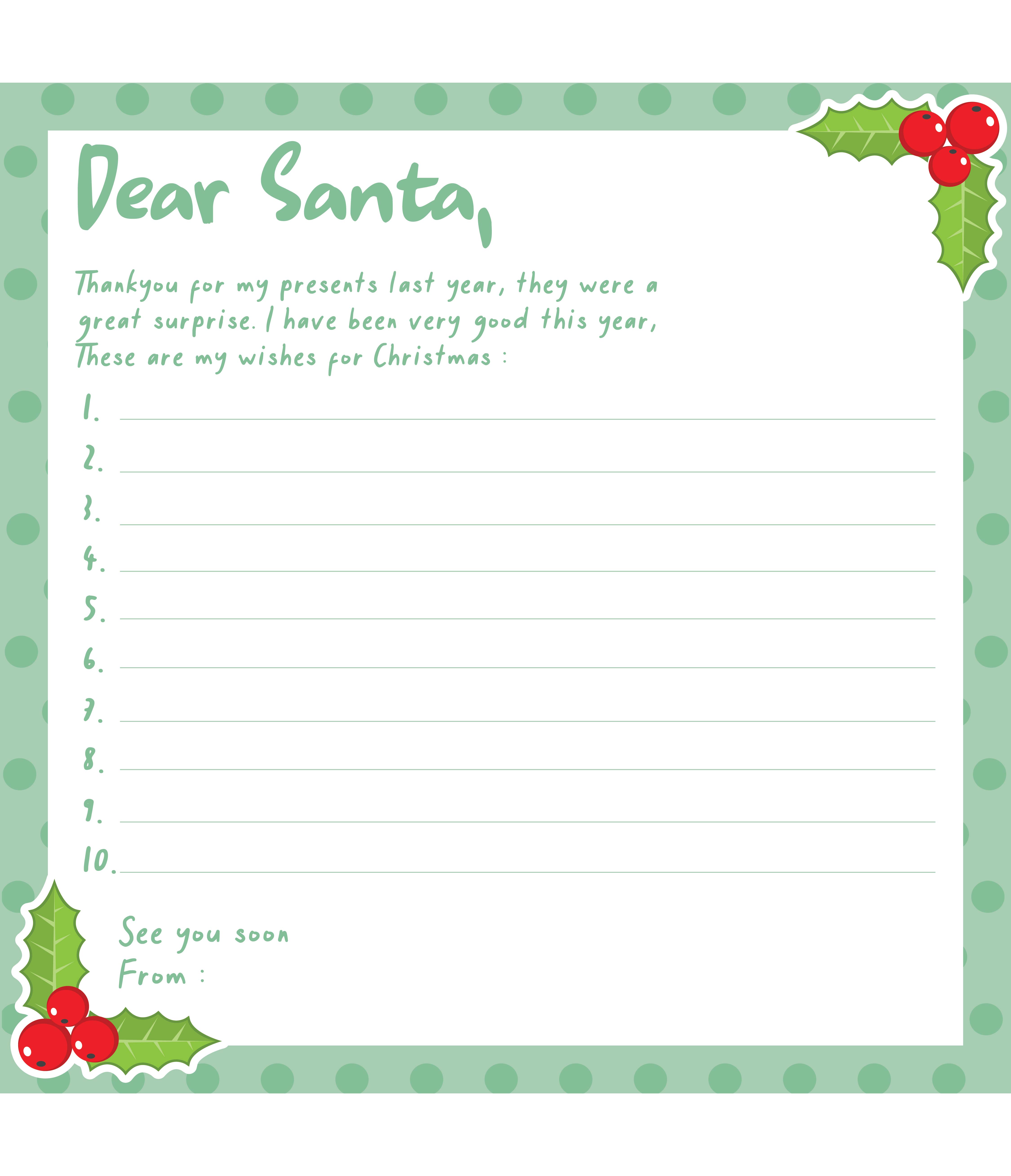 Christmas List For Santa 8 Free PDF Printables Printablee