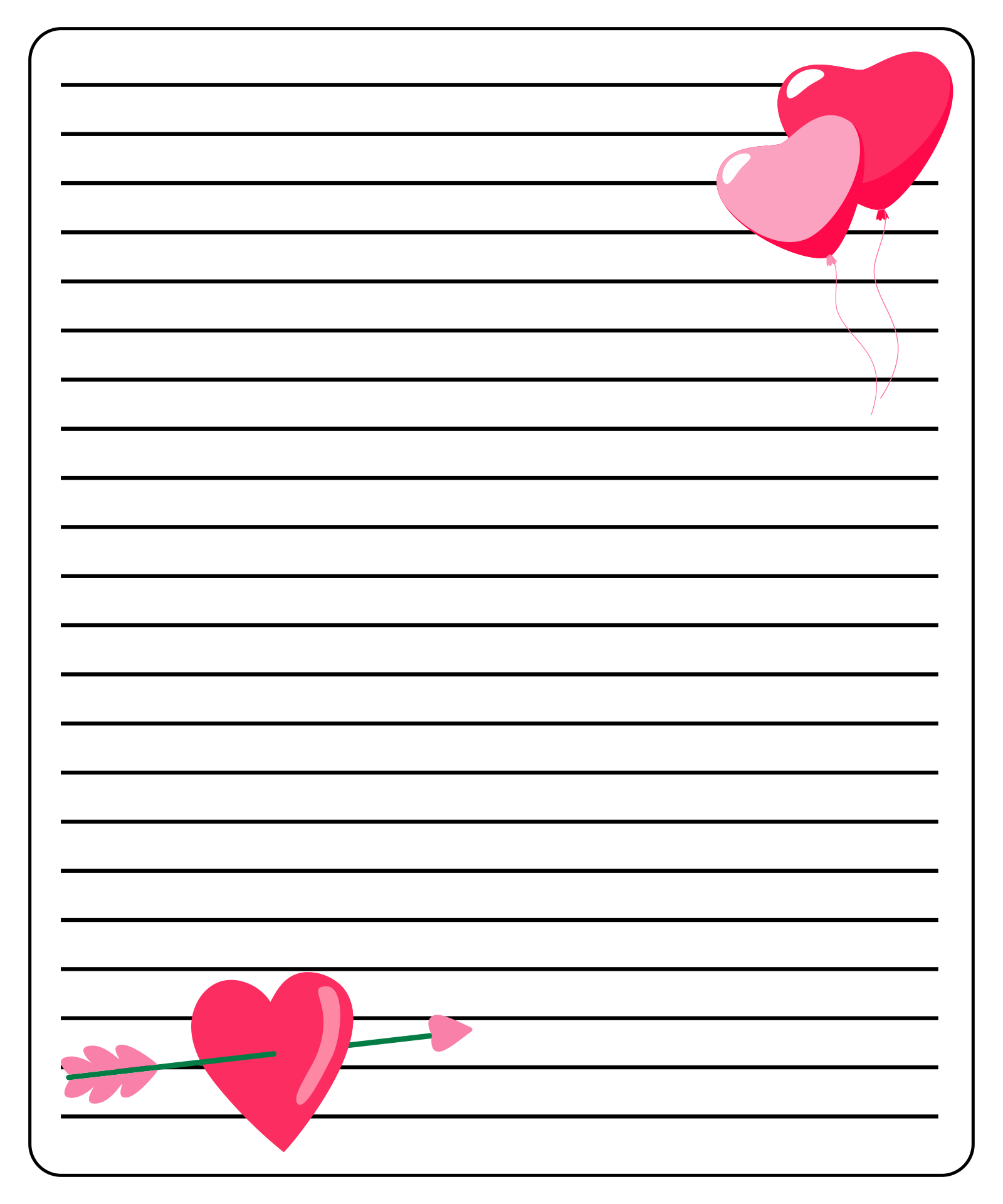 Valentines Letter Template - Printable Word Searches