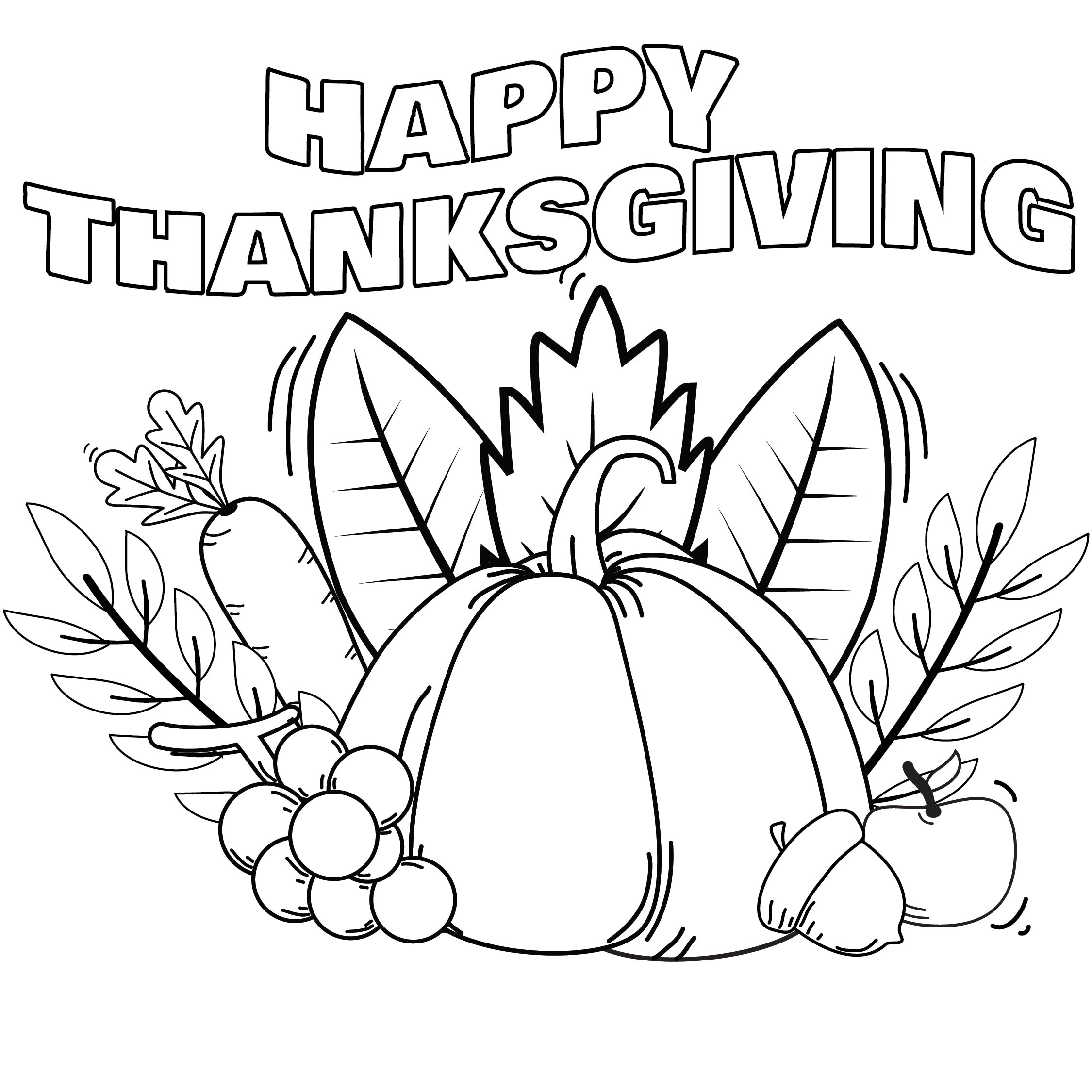 Cute happy thanksgiving coloring pages - previewmine