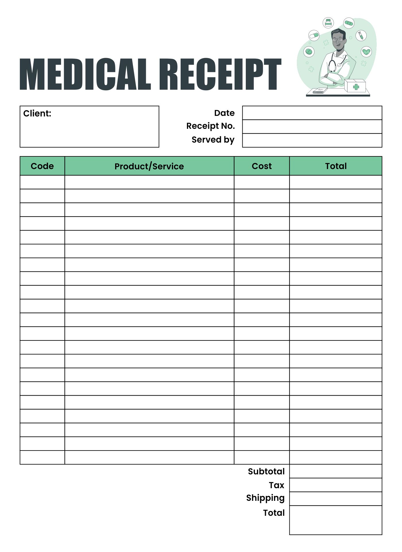 Printable Medical Receipts