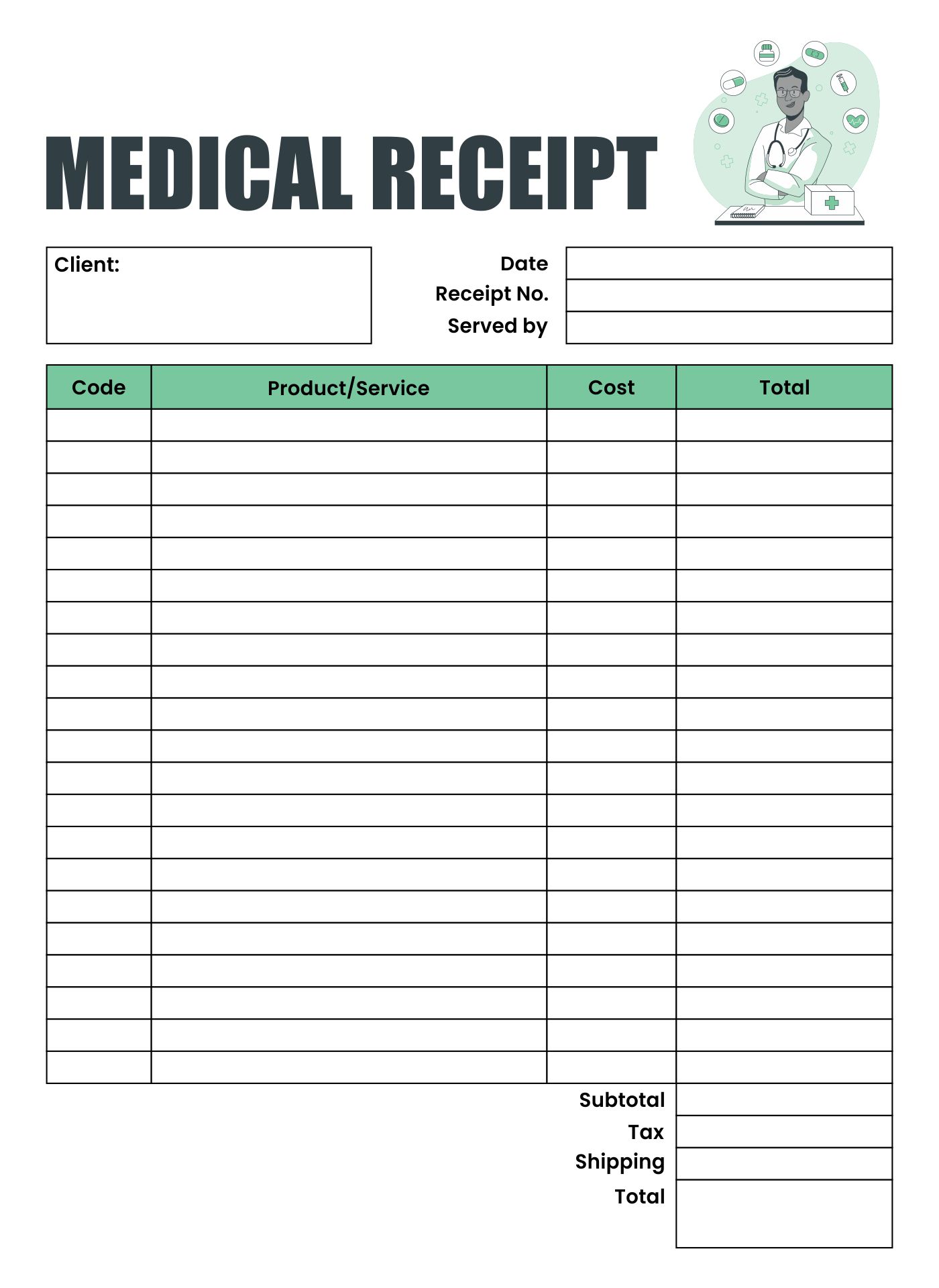 Medical Payment Receipt Template