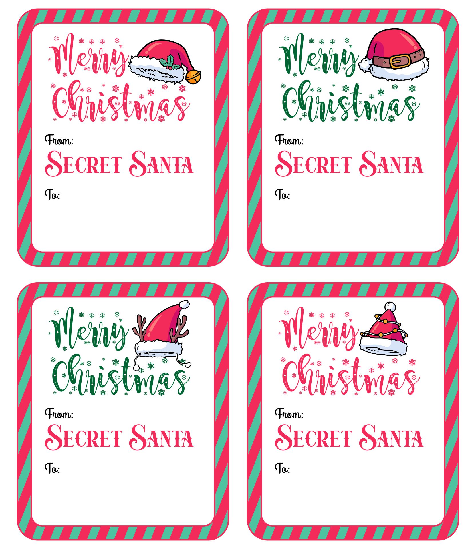Secret Santa Cards Printable Free Printable Blank World