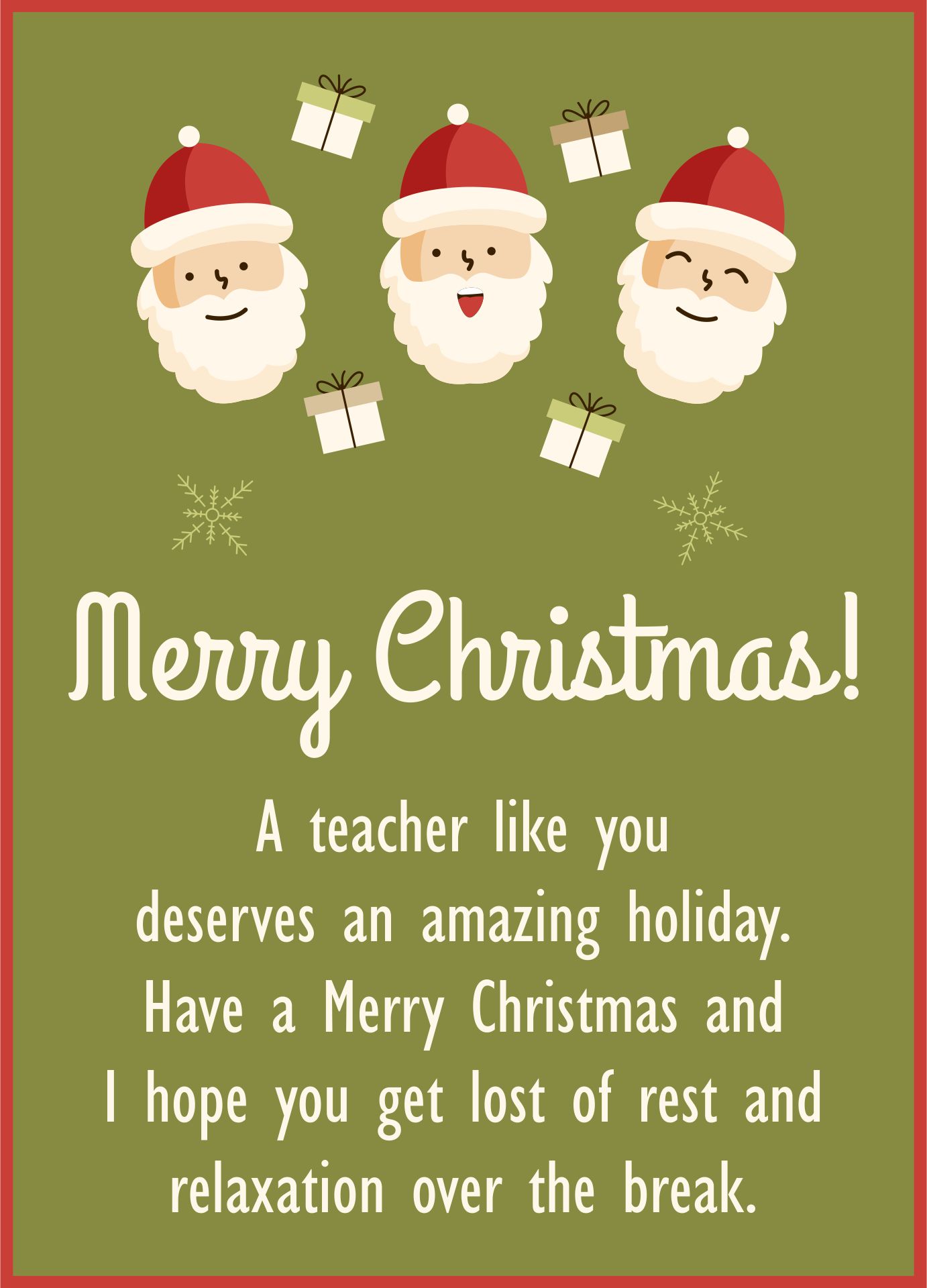 10 Best Printable Christmas Cards For Teachers - printablee.com