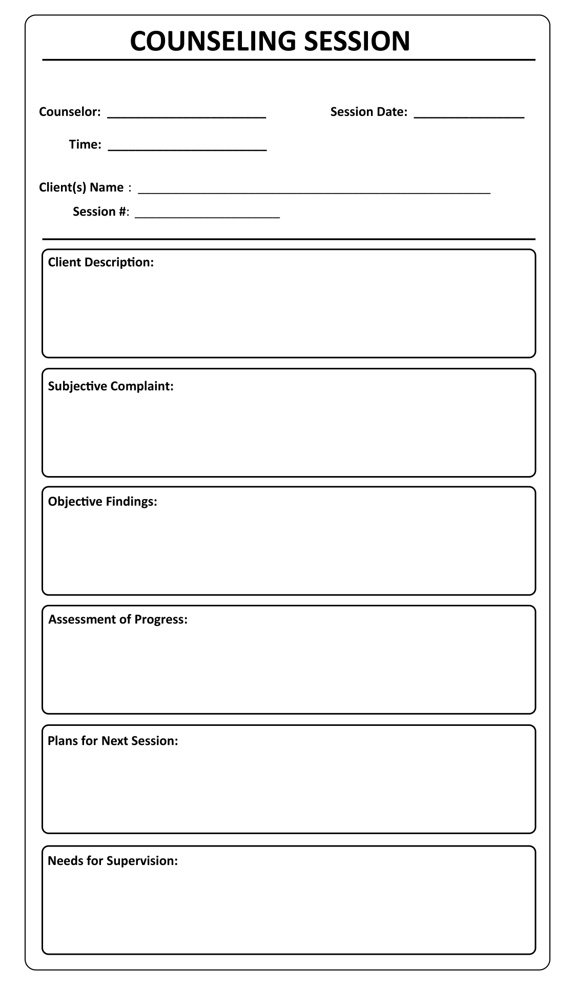 Printable Counseling Case Notes Template Printable Templates