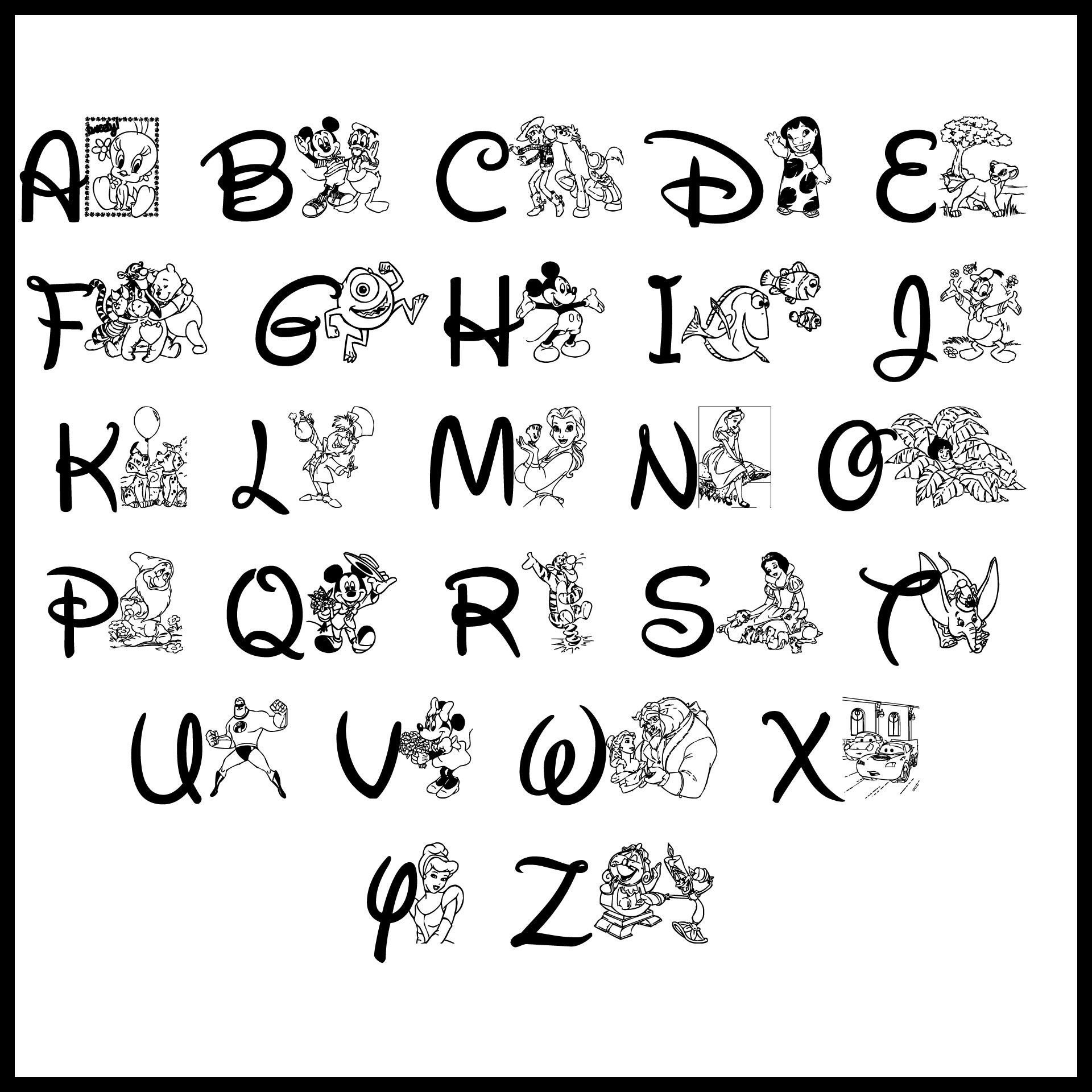 10 Best Alphabet Disney Font Printables Pdf For Free