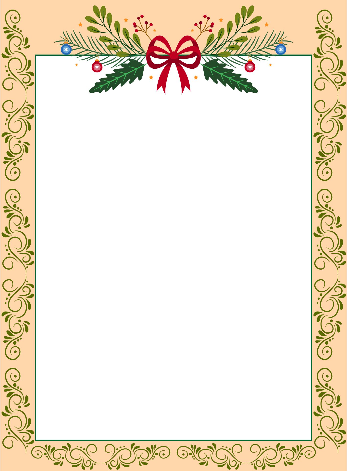 Printable Christmas Border Paper Stationery